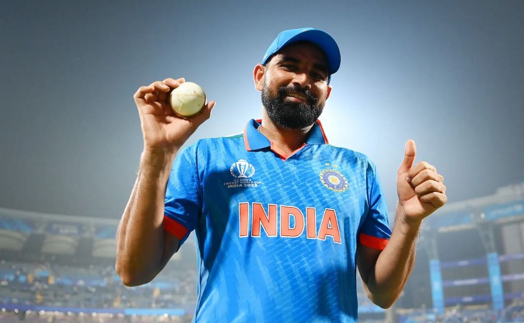 Mohammed Shami with the India vs Sri Lanka match ball [Getty Images]