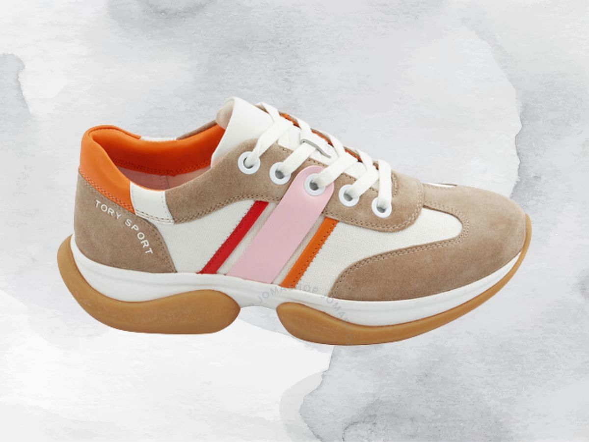 The Ladies Sport Bubble Stripe Lace-up sneakers (Image via Tory Burch)