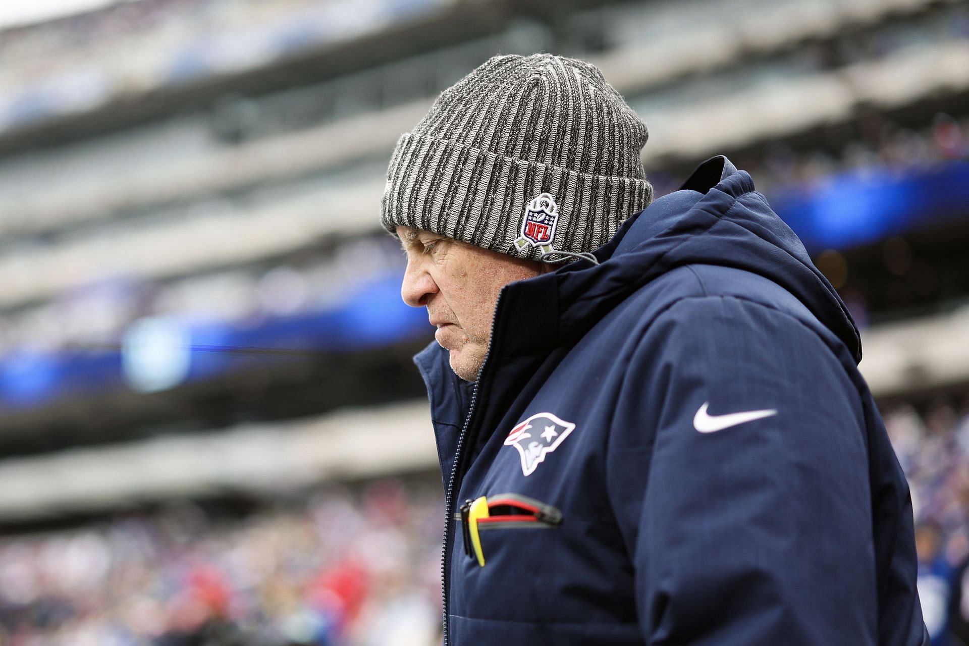 Bill Belichick at New England Patriots v New York Giants