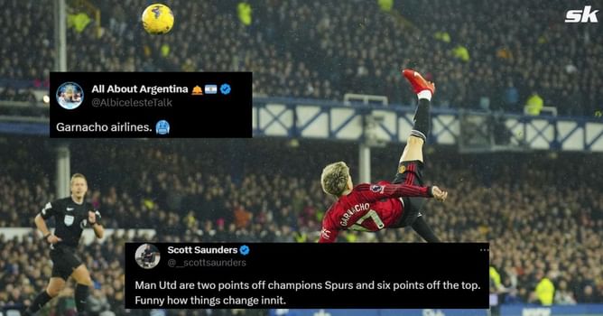 "Just like his idol Ronaldo", "Completely dismissed the sacking rumors" - Twitter erupts as Garnacho's stunner sees Manchester United beat Everton