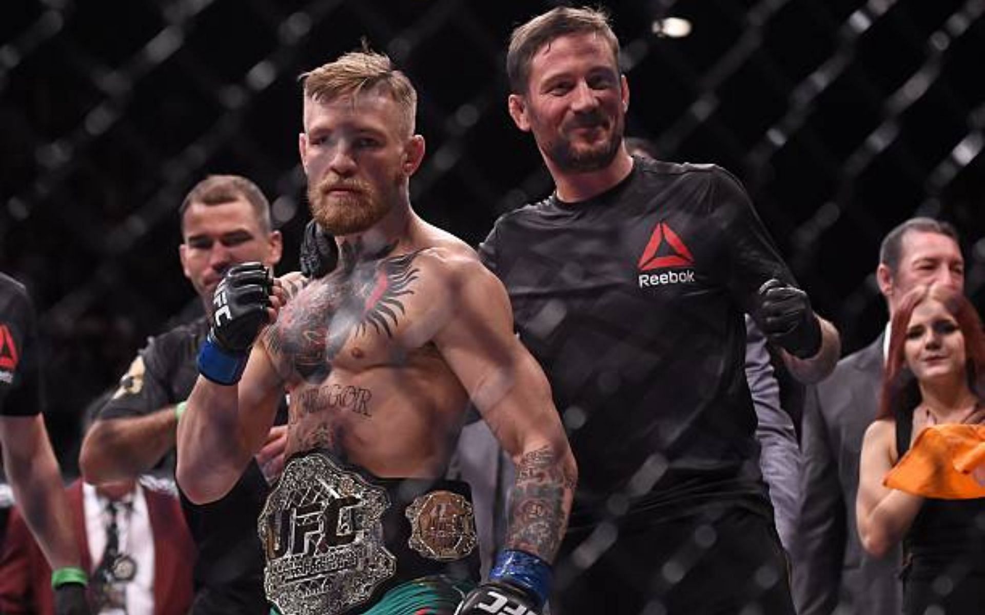 Conor McGregor and John Kavanagh [image courtesy of Ramsey Cardy/Sportsfile via Getty Images]