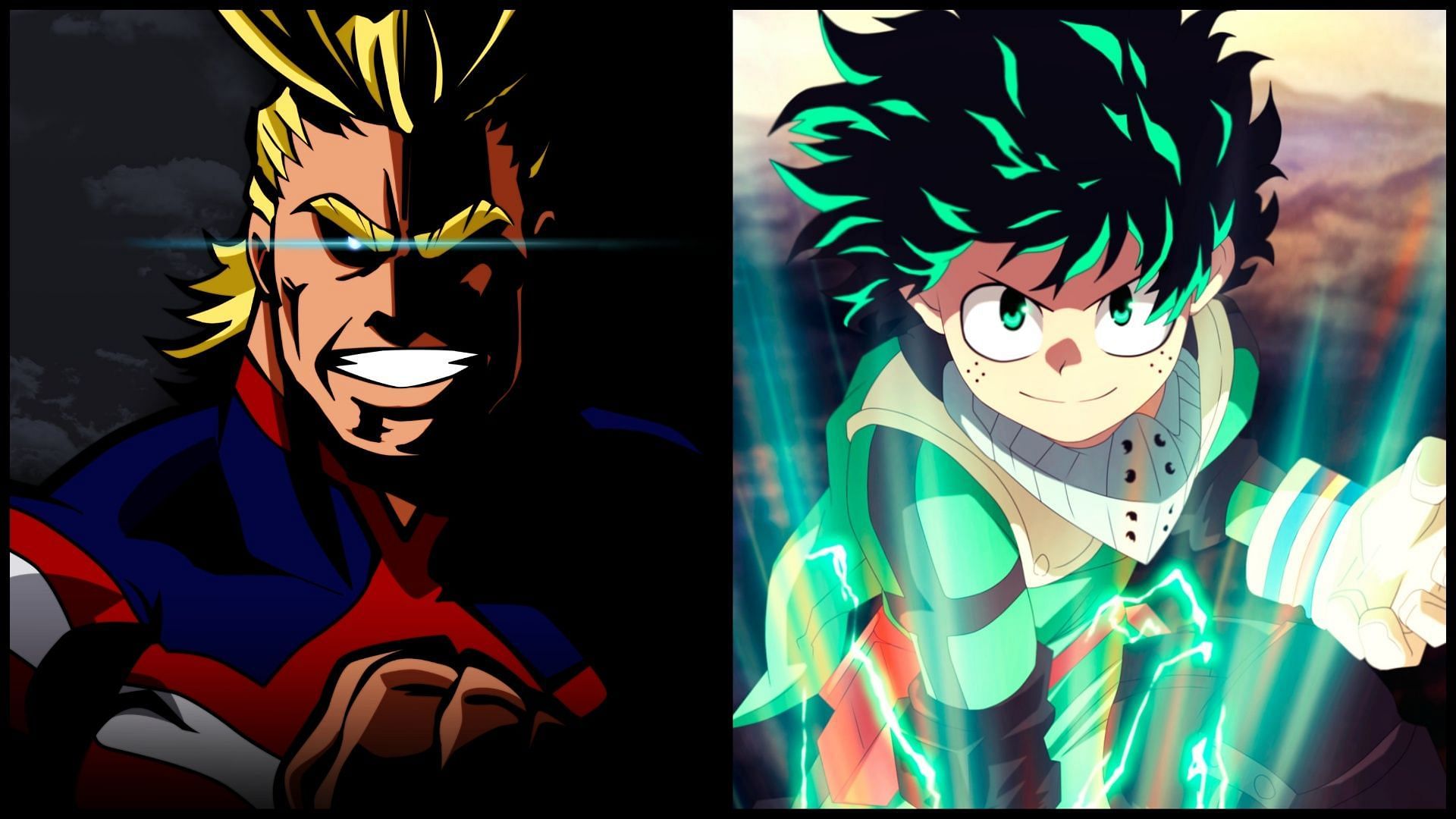 All Might in his true form[left], Deku activation One For All[right] (Image via Sportskeed)