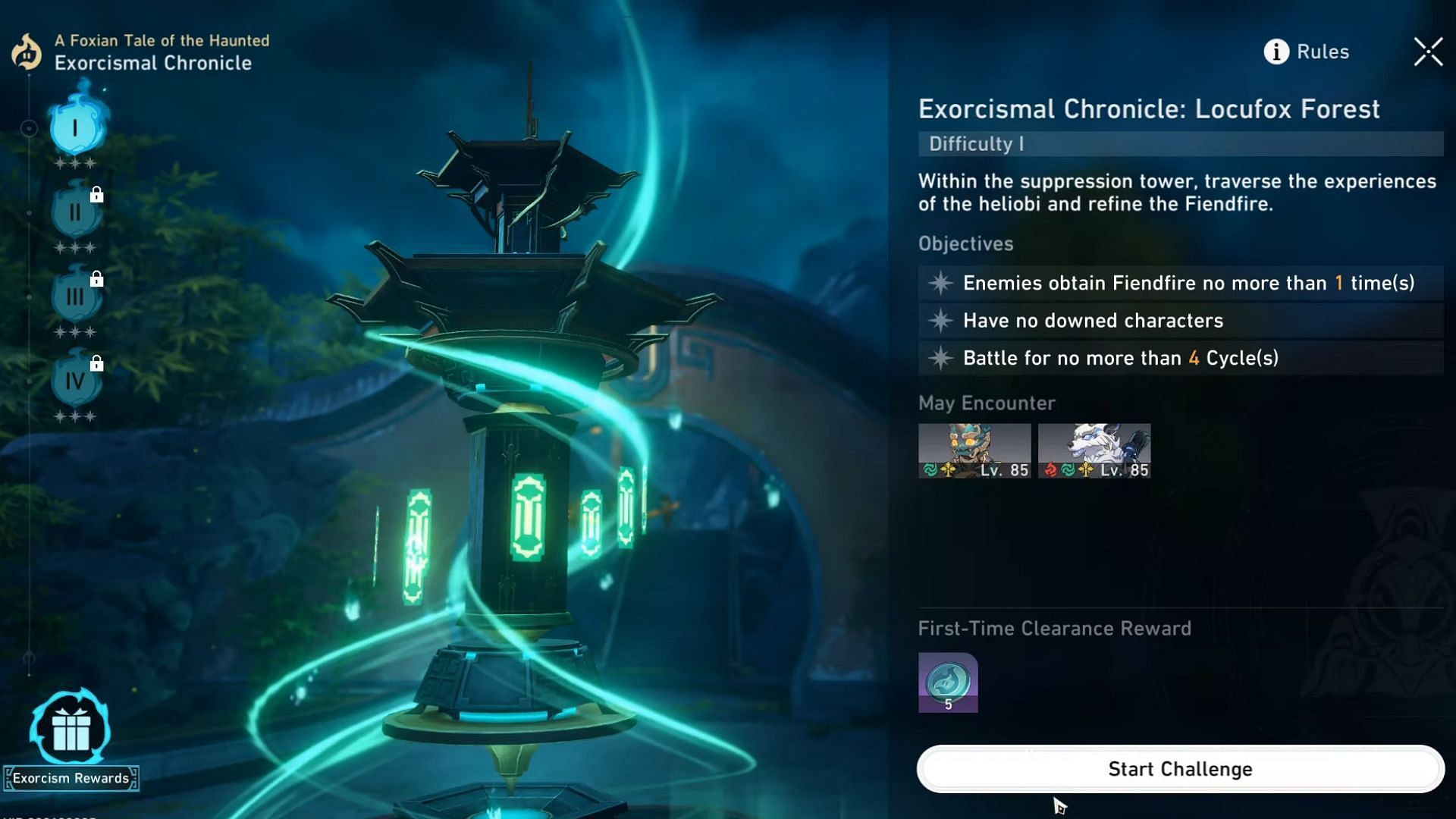 Image showing the Locufox Forest tower under Exorcismal Chronicles gamemode 