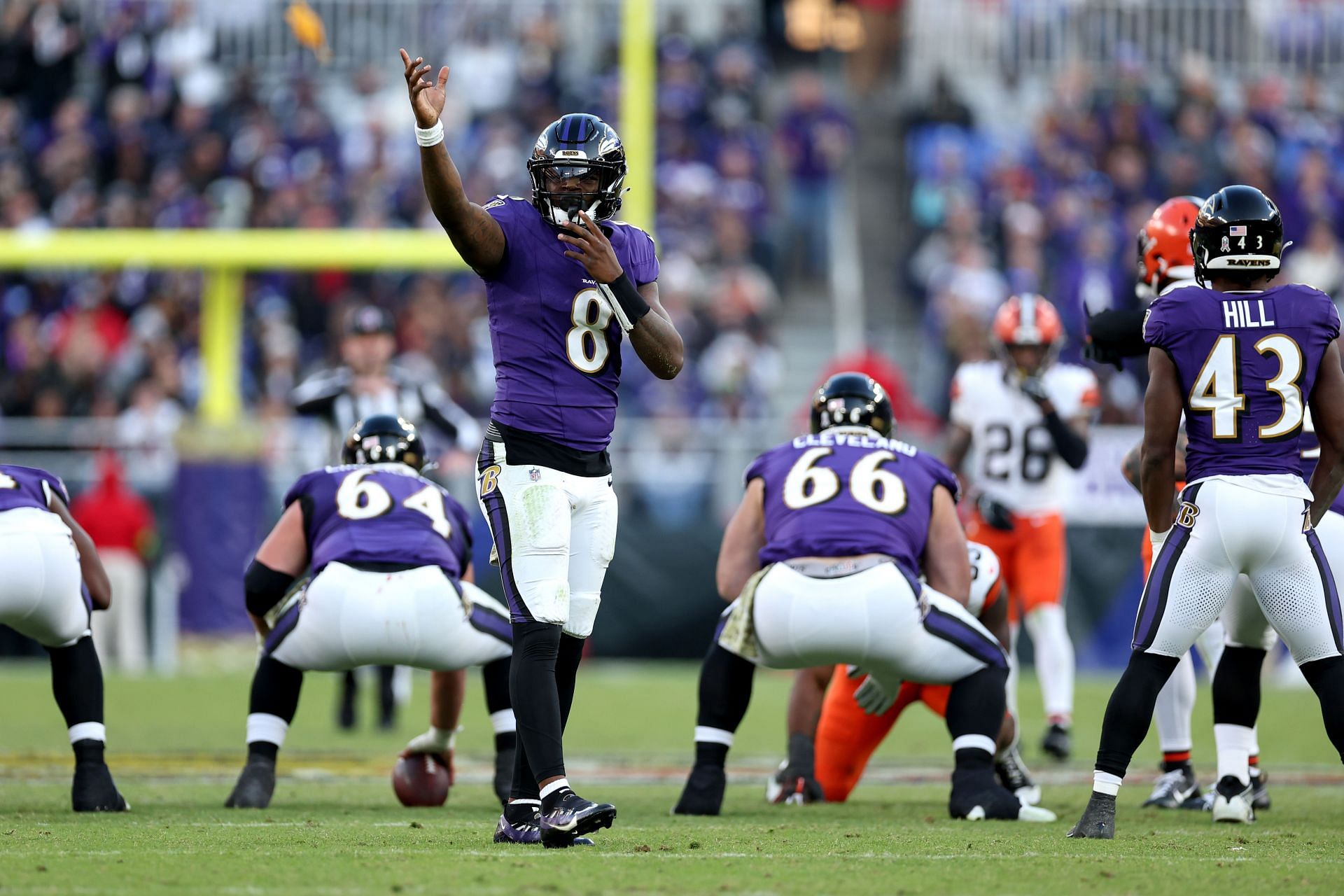 Lamar Jackson during Cleveland Browns v Baltimore Ravens