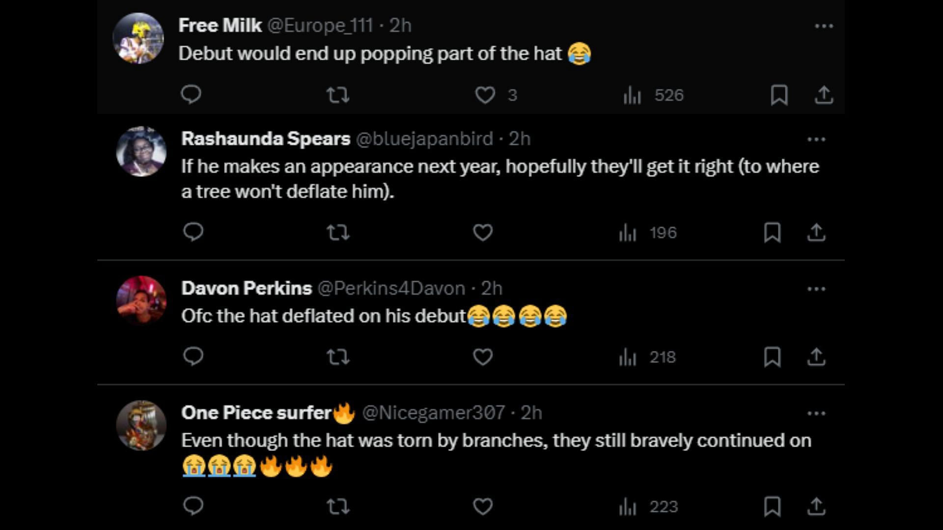 Fans reactions to Luffy&#039;s appearance (Image via Twitter)