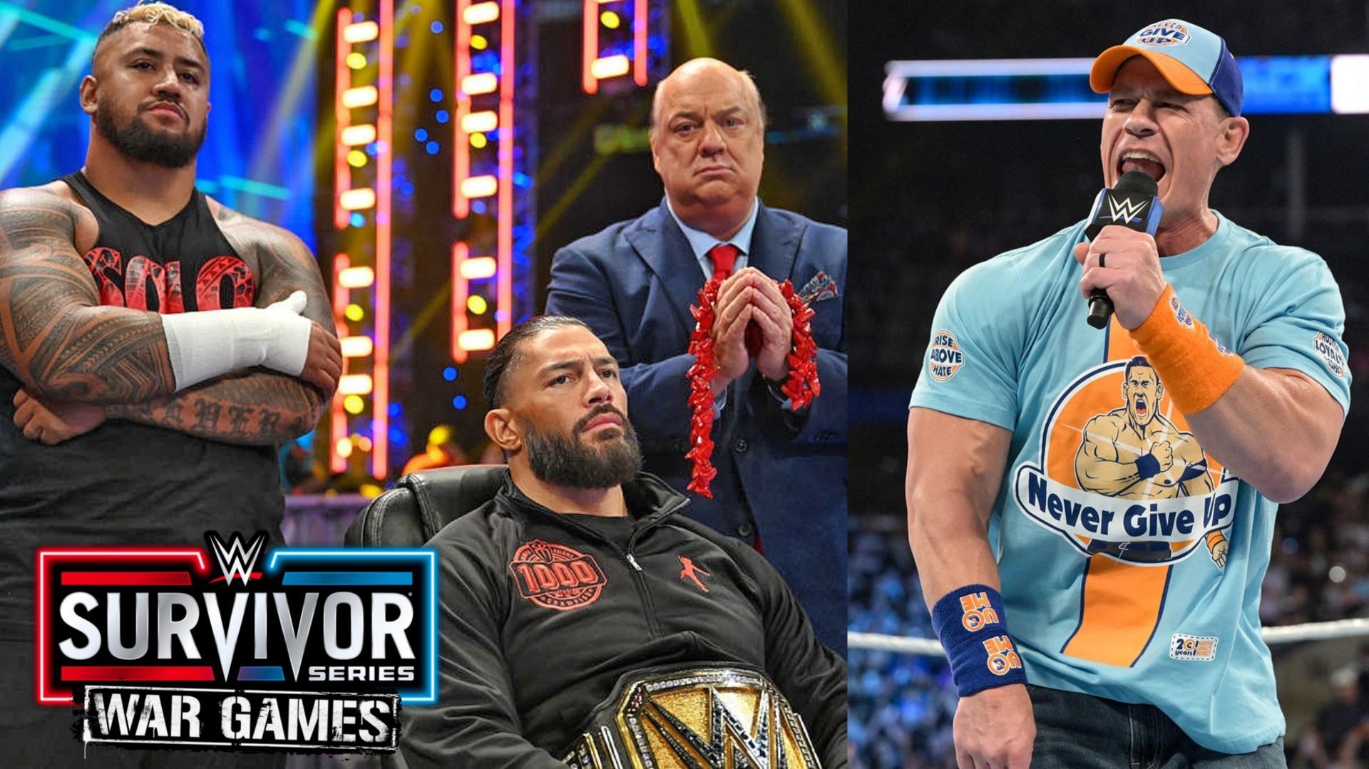 Roman Reigns, Solo Sikoa, Paul Heyman and John Cena