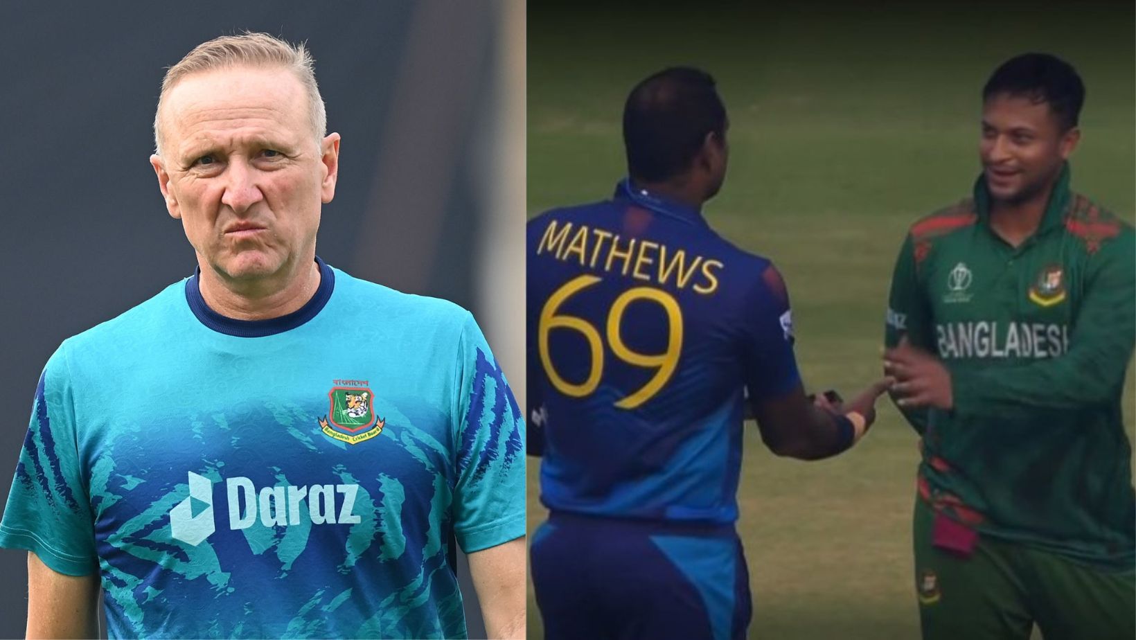 Allan Donald (L), Angelo Mathews and Shakib al Hasan.