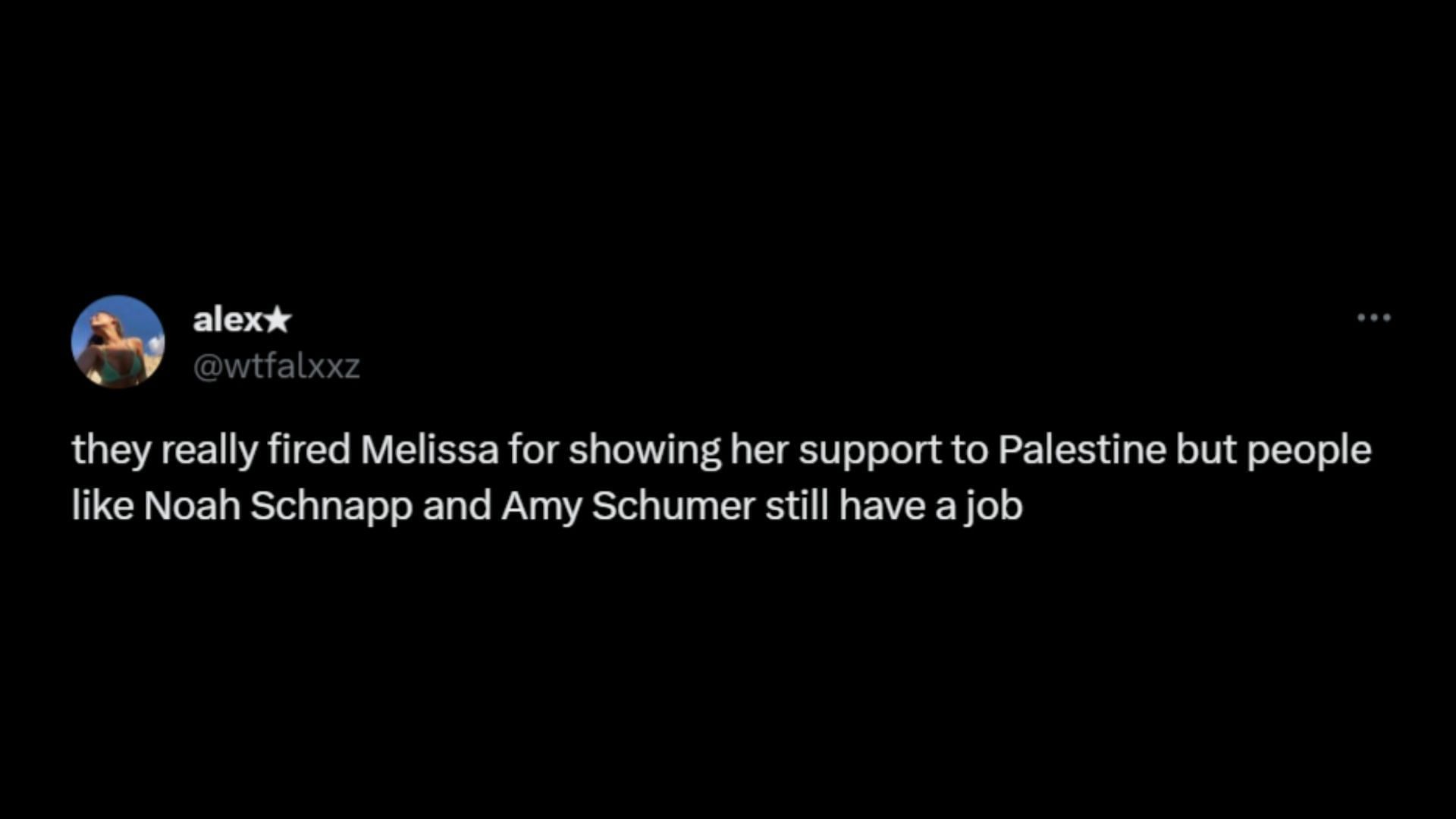 Netizens call out Hollywood for not firing Noah Schnapp or Amy Schumer but dropping Barrera for pro-Palestine posts. (Image via X/@wtfalxxz)