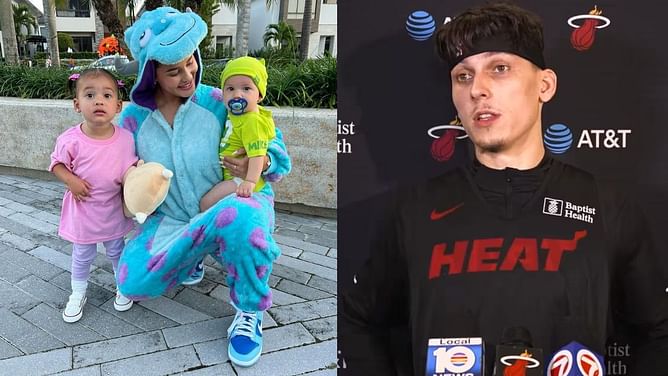 “We scare because we care” - Tyler Herro’s baby mama Katya Élise Henry shows off cozy Halloween drip with their kids