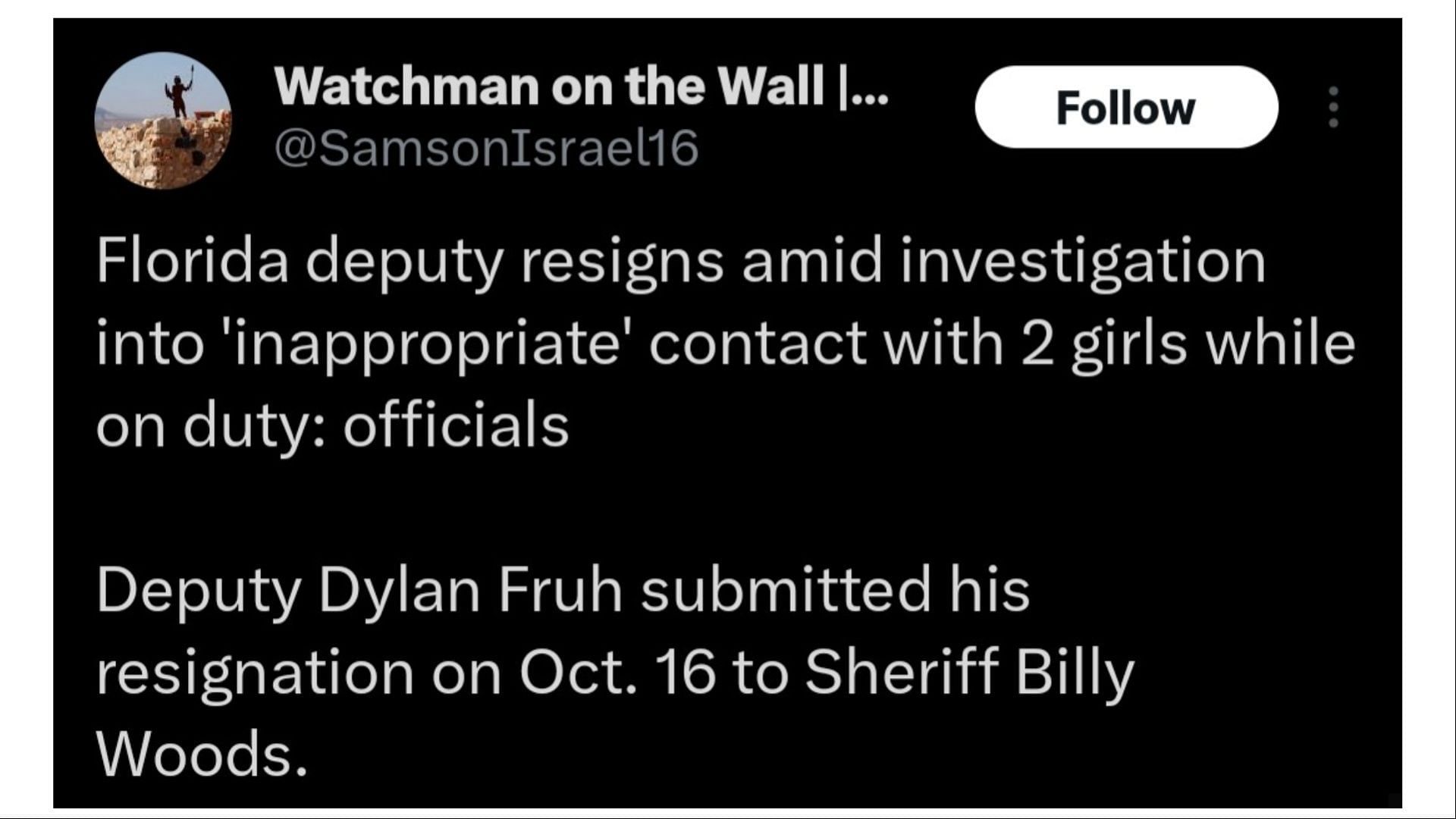 Fruh has resigned in October, (Image via @SamsonIsrael16/X)