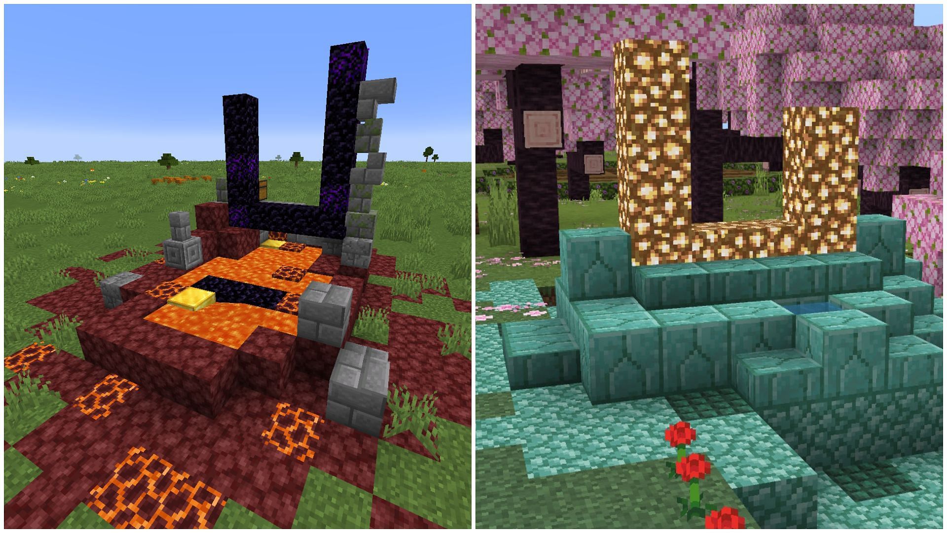 Minecraft Redditor changed ruined Nether portal into a ruined Aether portal (Image via Sportskeeda)