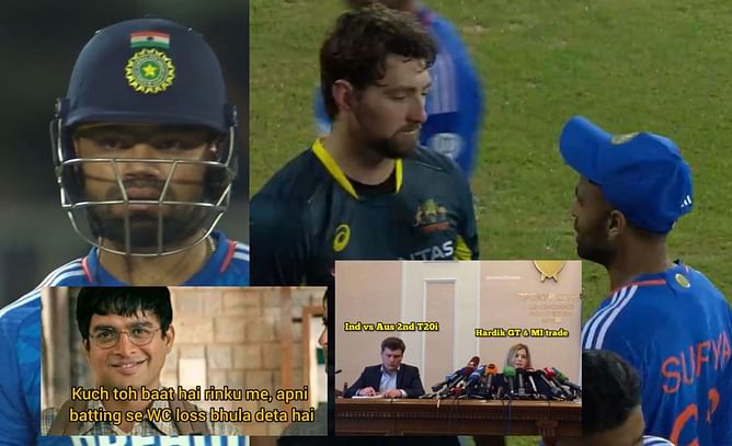 "Trying to forget World Cup final while watching back-to-back wins in Pan Masala trophy"- Top 10 funny memes as India beat Australia in 2nd T20I