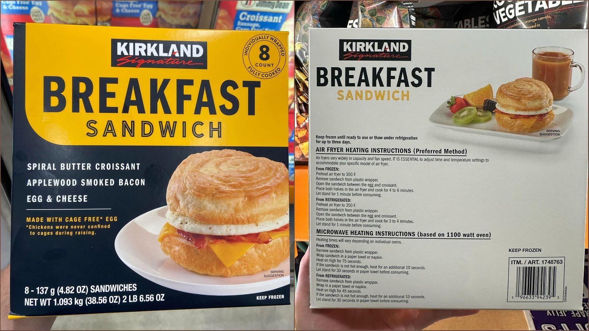 The Kirkland Signature Frozen Croissant Breakfast Sandwiches are priced at over $15.99 (Image via @whats_in_your_cart / Instagram)