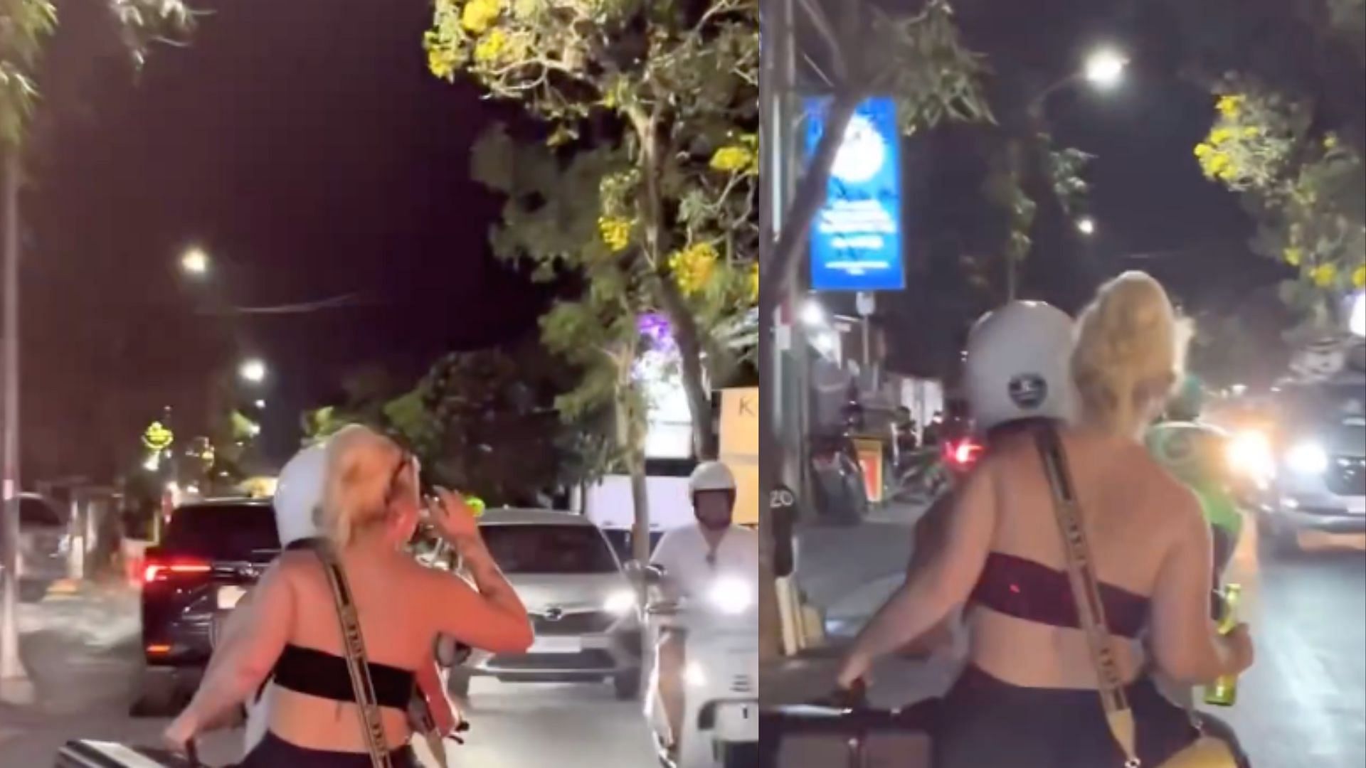 Debate ensues as video of tourist in Bali riding on the back of a motorbike  (Image via snip from Instagram/@balilivin)