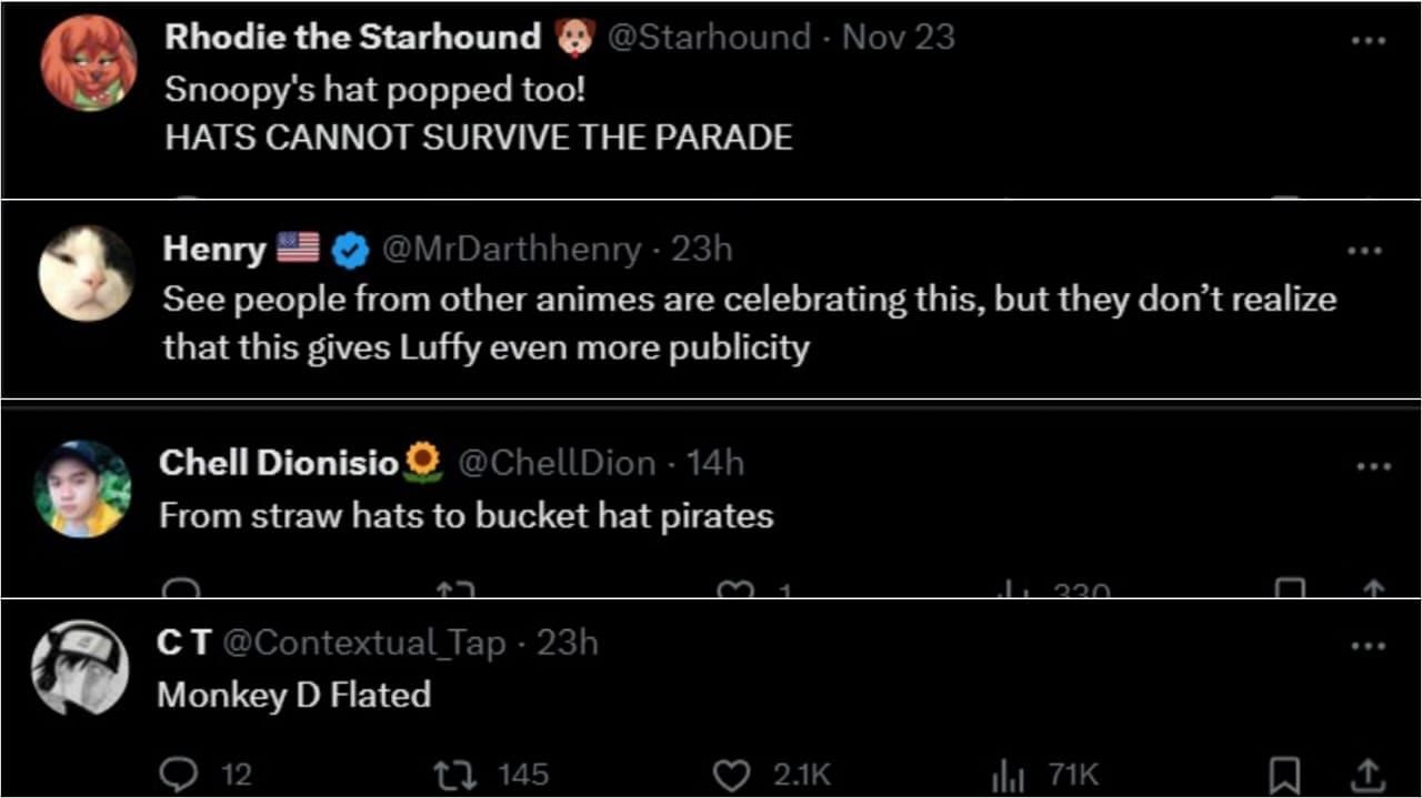 Fan reactions to &#039;Bucket Hat Luffy&#039;(image via Sportskeeda)