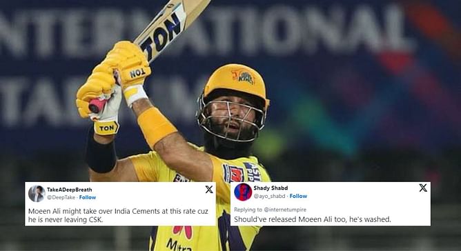 "Might take over India Cements at this rate" - Fans react as Moeen Ali retained by CSK ahead of IPL 2024 auction