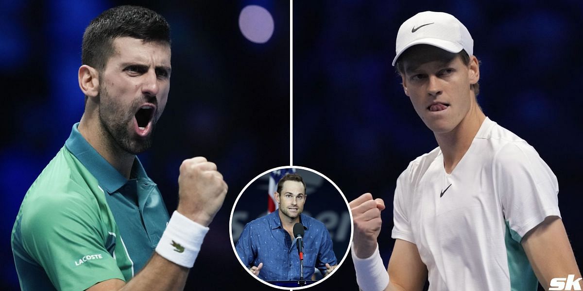 Novak Djokovic (L) and Andy Roddick (R)