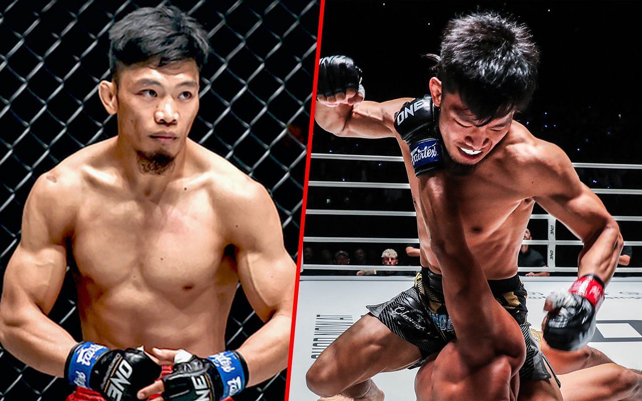 Lito Adiwang (left) and Adiwang fighting inside the Circle (right) | Image credit: ONE Championship