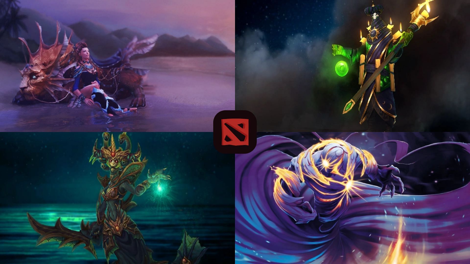 Collage of some of the rarest sets (Image via Dota 2 and Sportskeeda)