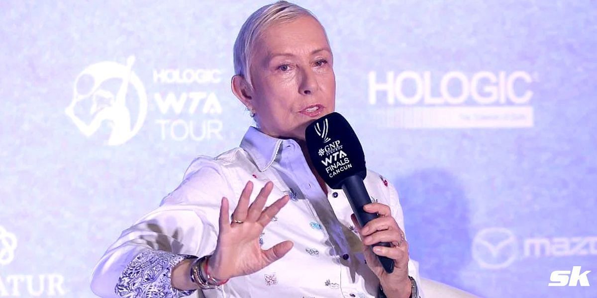 Martina Navratilova speaks during an event