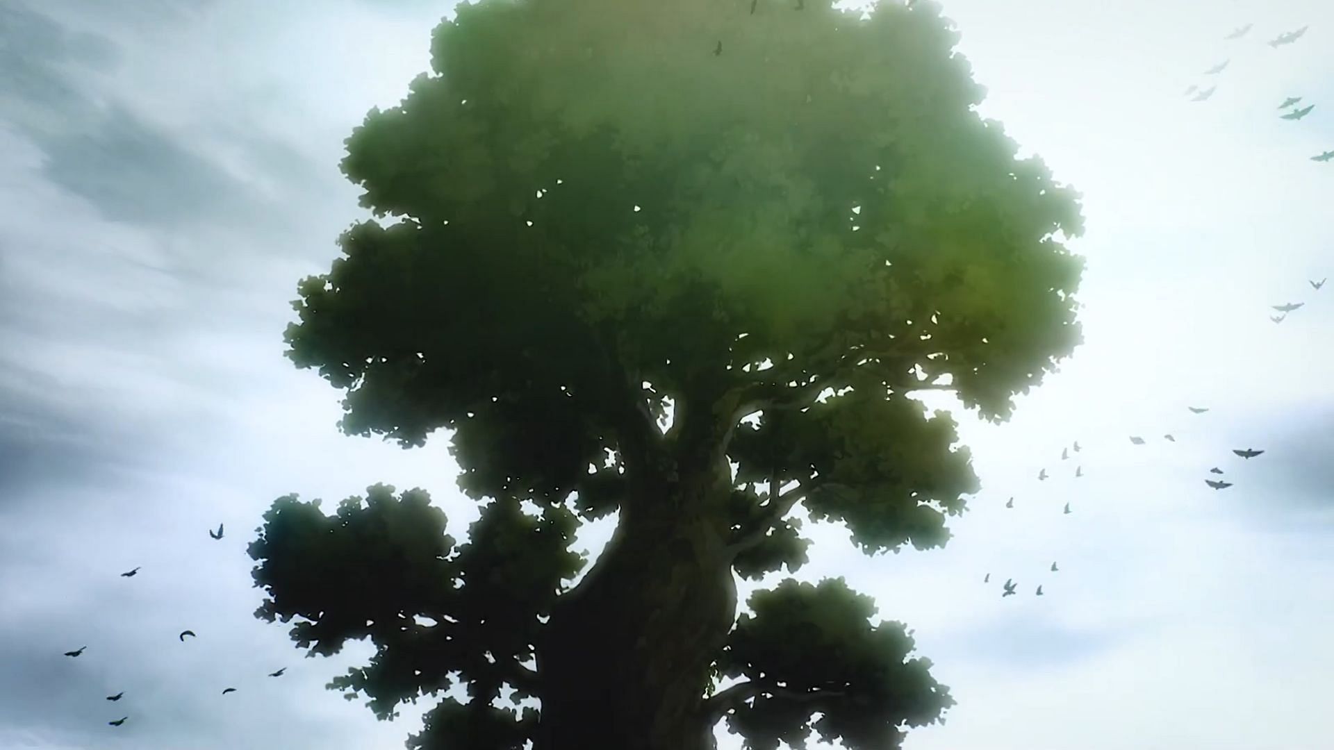 The overgrown tree at the end of Attack on Titan (Image via MAPPA)