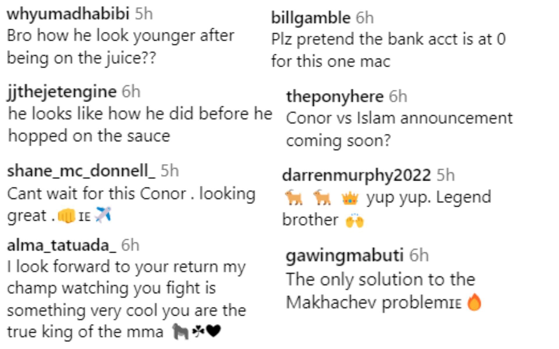 Screenshots from @thenotoriousmma on Instagram