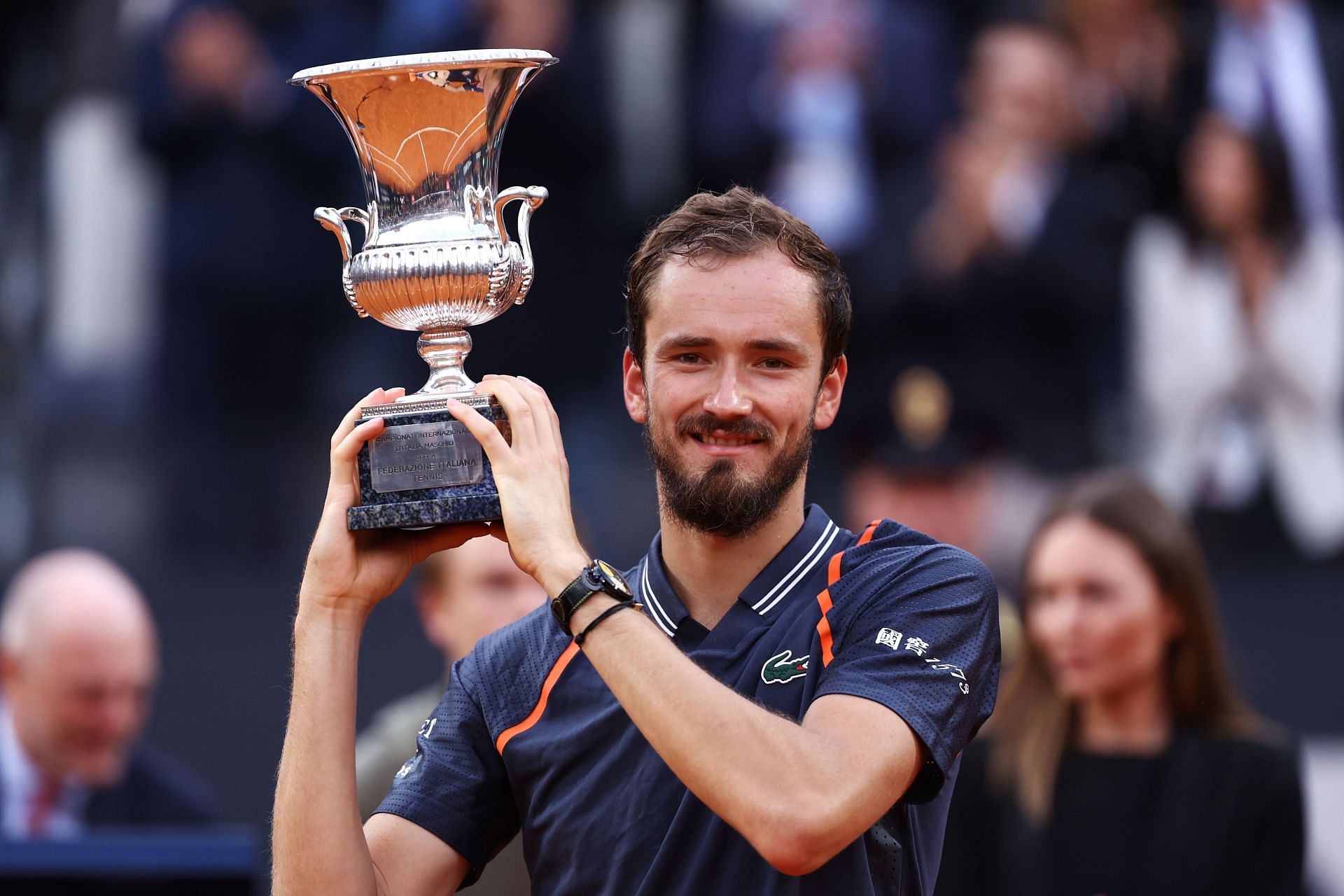 Daniil Medvedev pictured after winning the 2023 Italian Open
