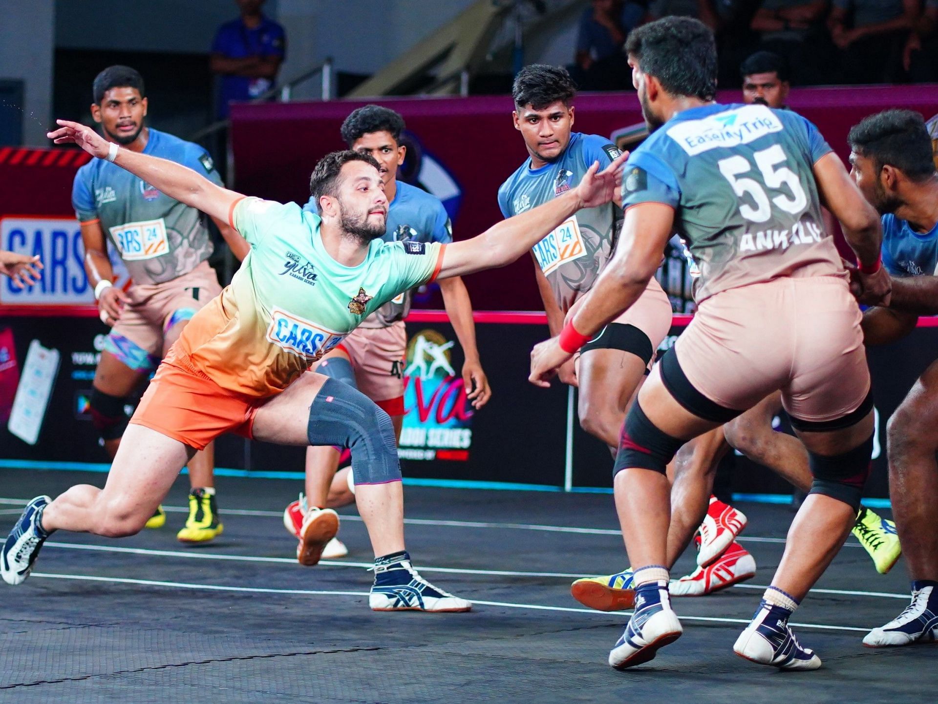 Arjun Rathee in action during  Yuva Kabaddi Series Monsoon Edition 2023