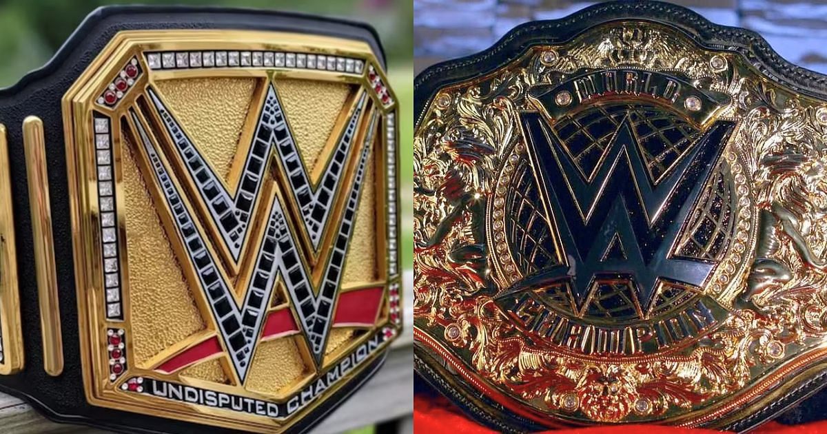 The undisputed and world heavyweight title belts in WWE.