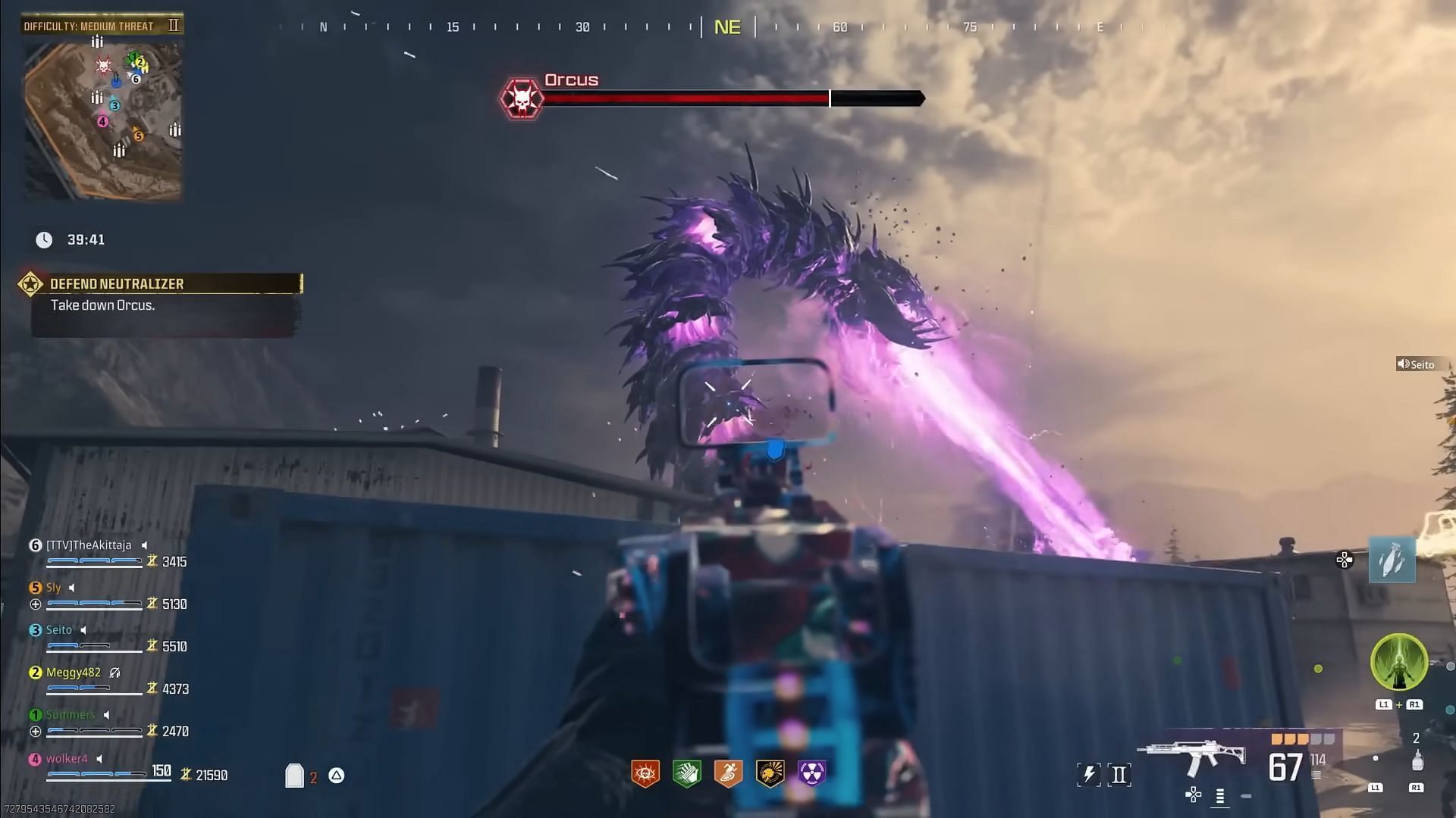 Purple glowing areas are the Orcus&#039;s weak points in Modern Warfare 3 Zombies (Image via Activision and YouTube/wolker4)