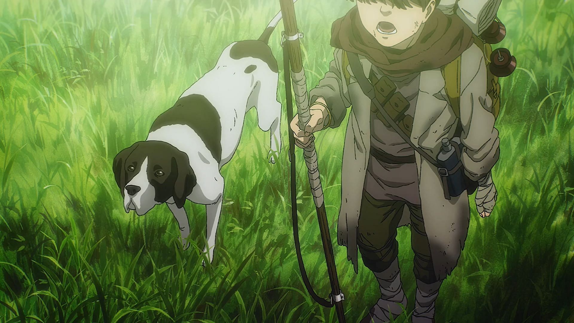 The boy and his dog at the end of Attack on Titan (Image via MAPPA)