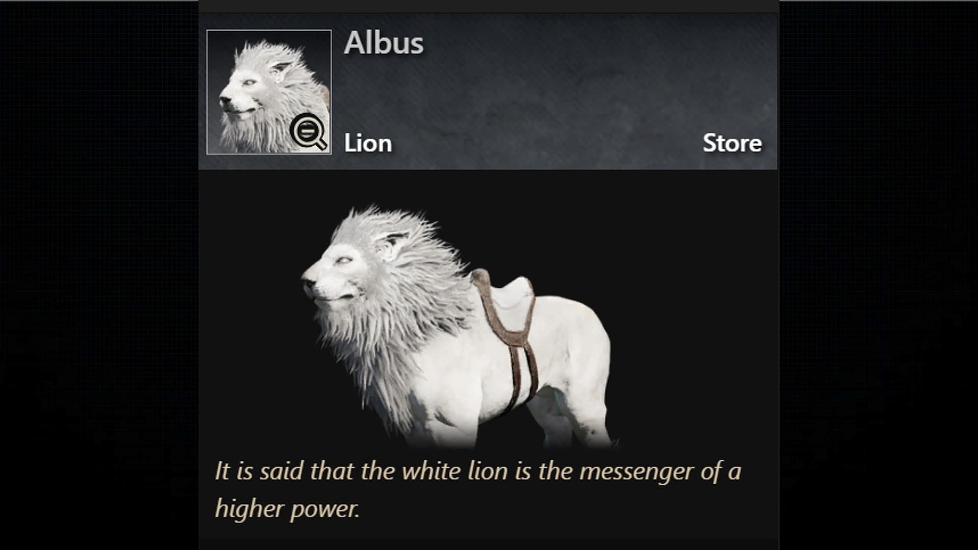 Albus is a snow-white mount in New World (Image via Amazon Games)