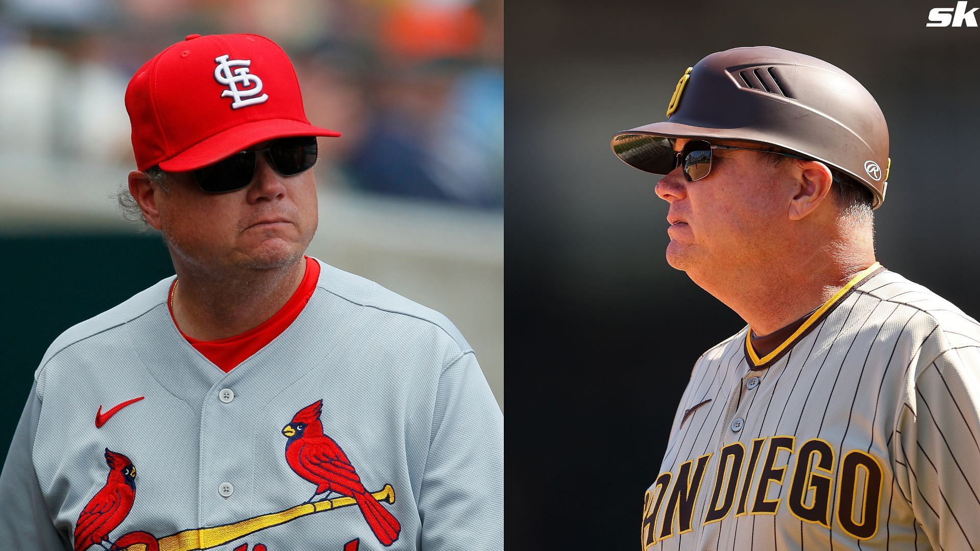 Mike Shildt of the San Diego Padres looks on against the Chicago Cubs at Wrigley Field