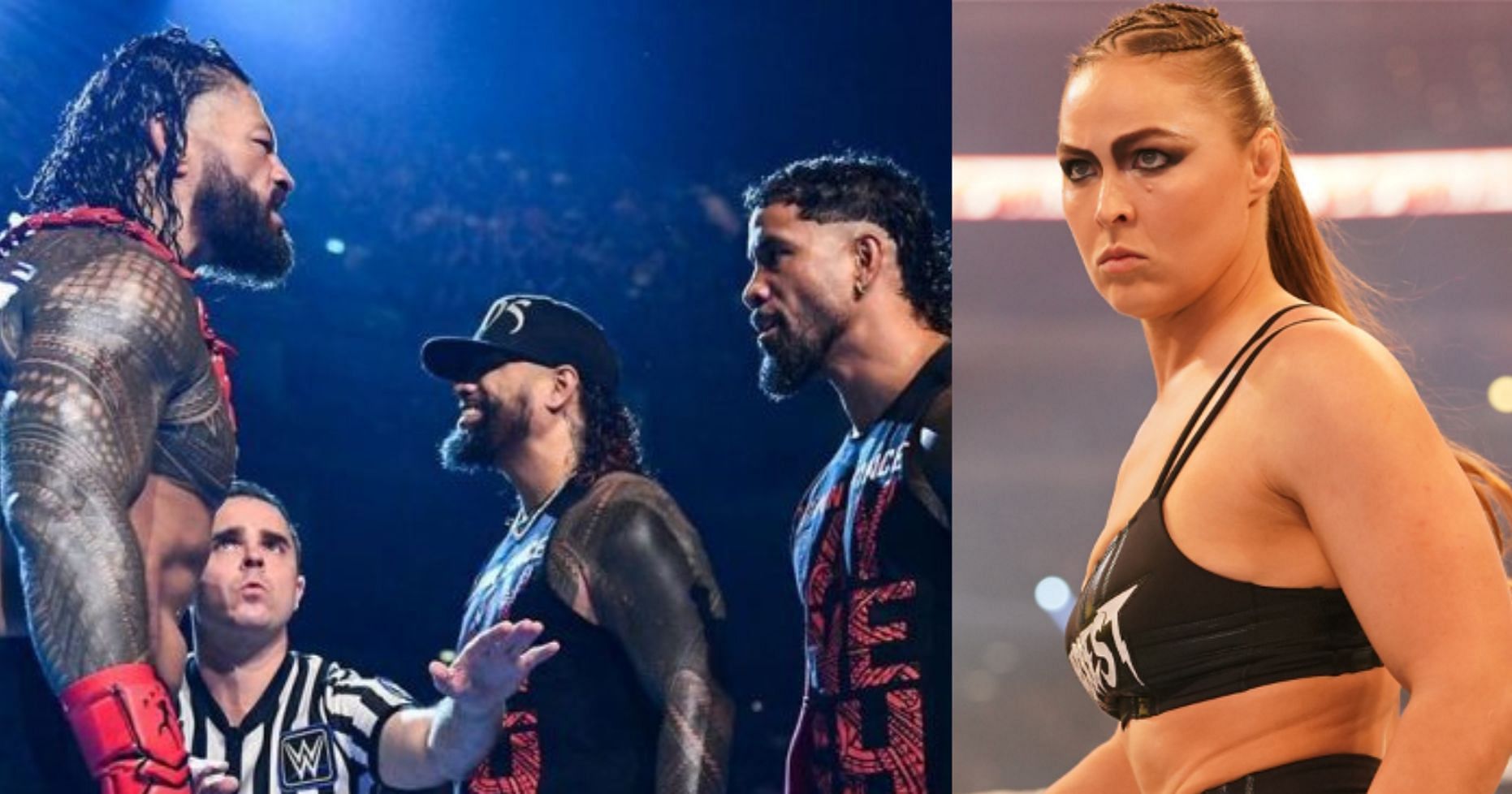 Bloodline stable (left) and Ronda Rousey (right)