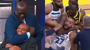 Watch: Shaquille O'Neal puts Charles Barkley in a chokehold as they mimic Draymond Green-Rudy Gobert fight
