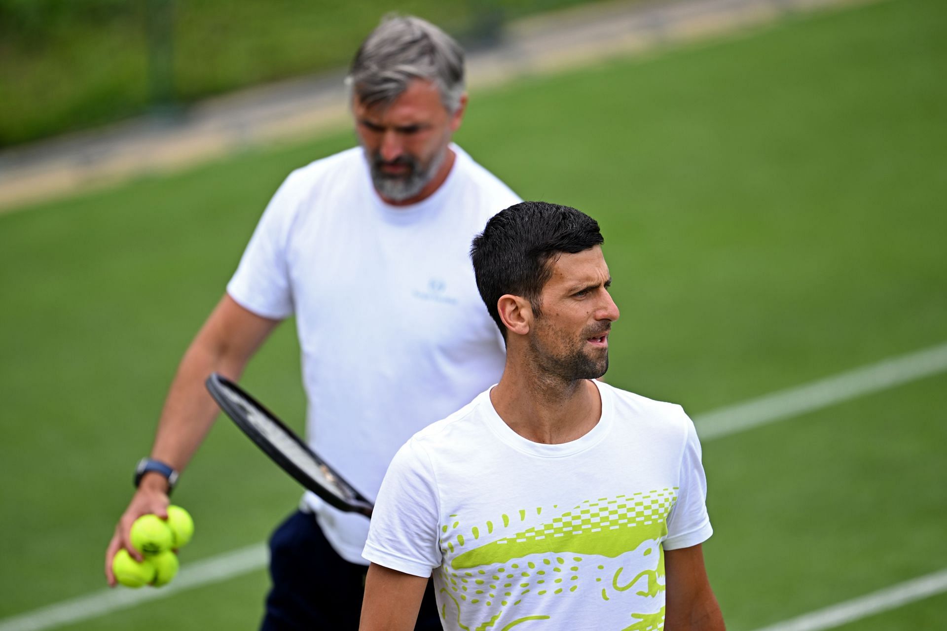 Novak Djokovic (front) and Goran Ivanisevic