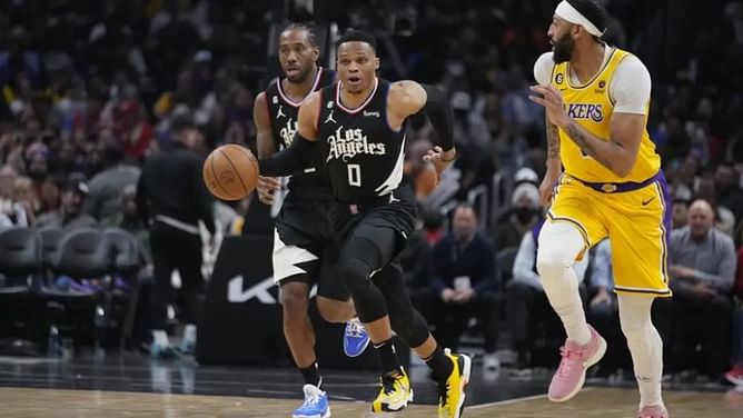 Watch: Russell Westbrook faces wrath of Lakers fans on first road game against Clippers' cross-town rivals