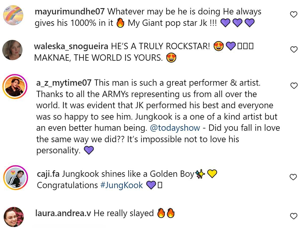 Fan comments (Image via Today Show Instagram)