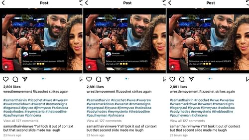 Irvin reacts to humorous story on Instagram.