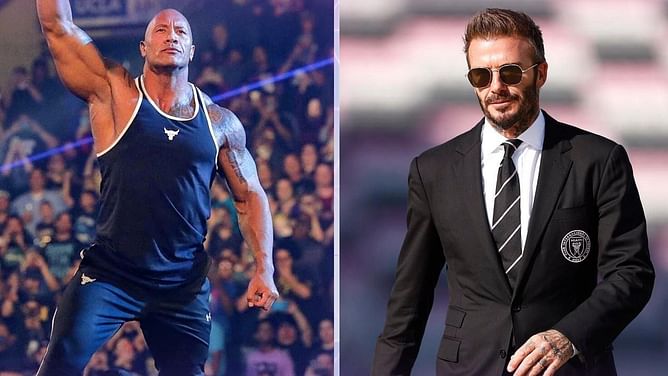 "265lb BLA-MOAN" - Dwayne 'The Rock' Johnson pays tribute to David Beckham on Halloween [PHOTO]