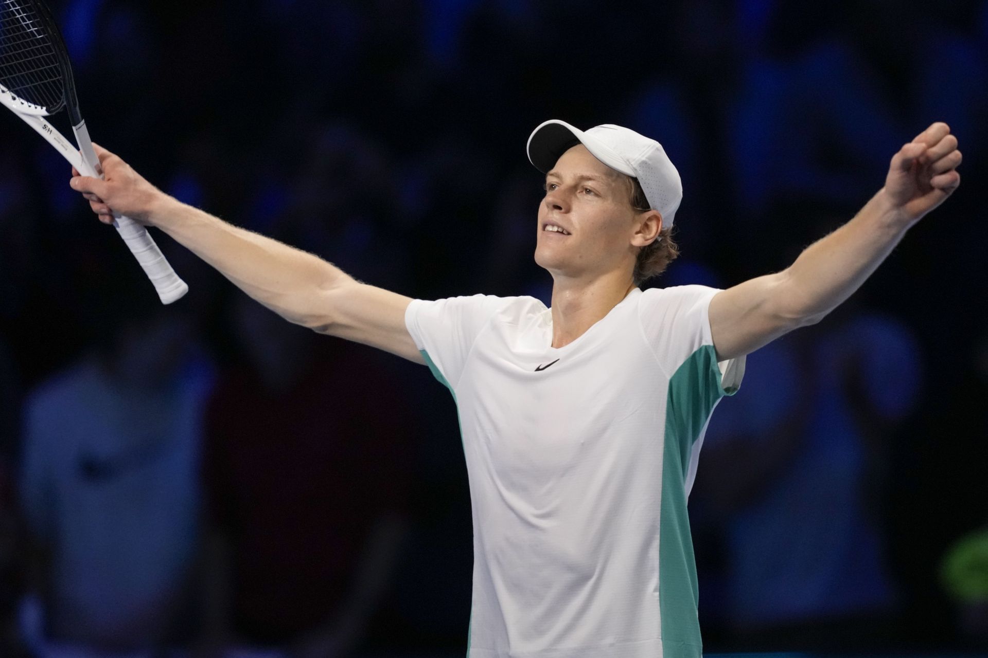 Jannik Sinner after defeating Daniil Medvedev at the 2023 ATP Finals