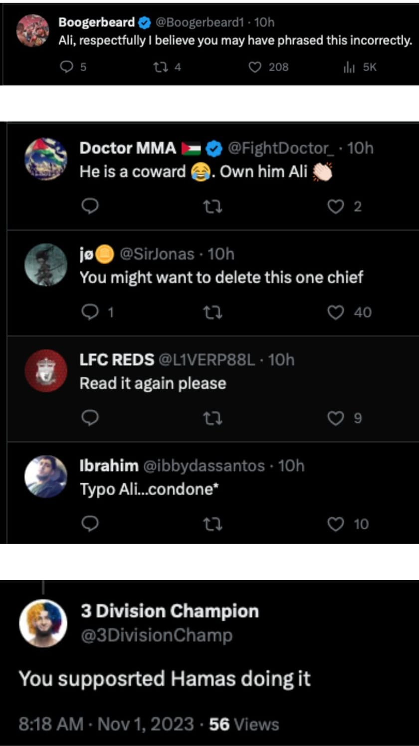 "You supported Hamas doing it" Ali Abdelaziz gets flamed for