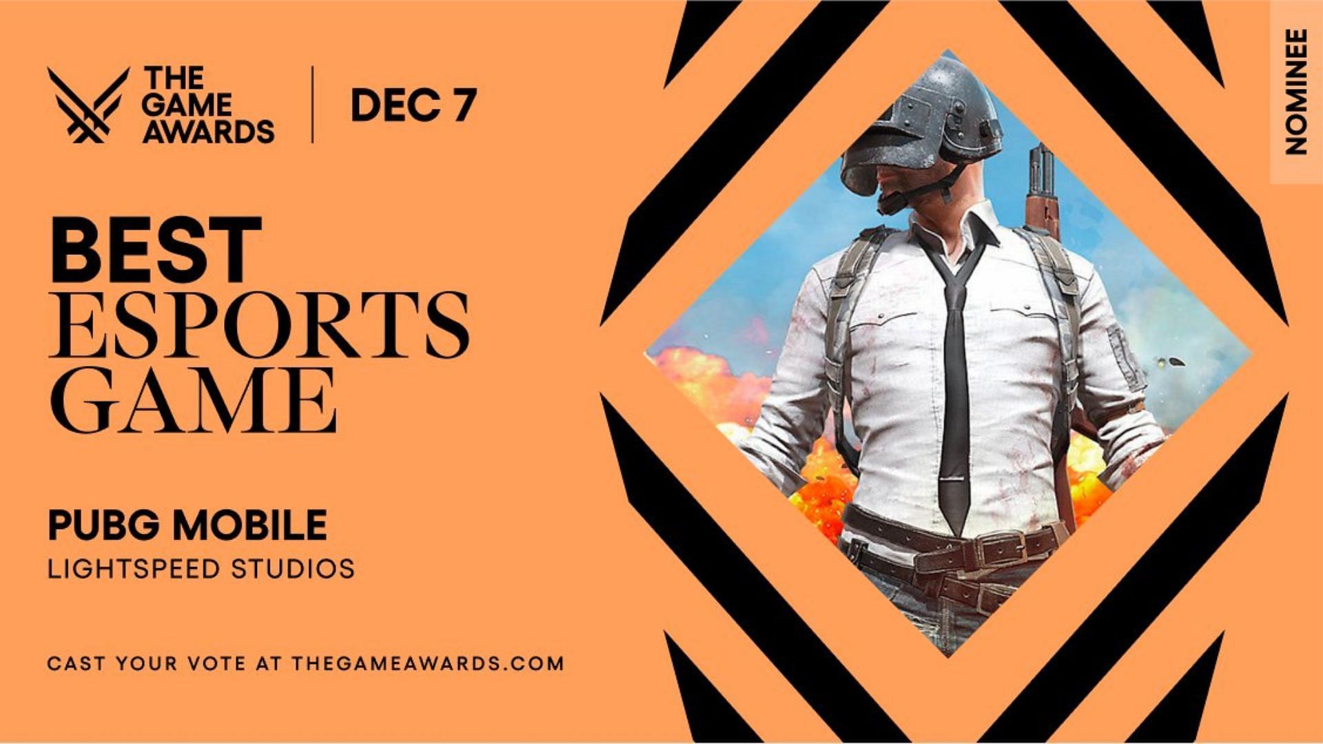 PUBG Mobile has been nominated for Best Esports Game at The Game Awards (Image via The Game Awards)