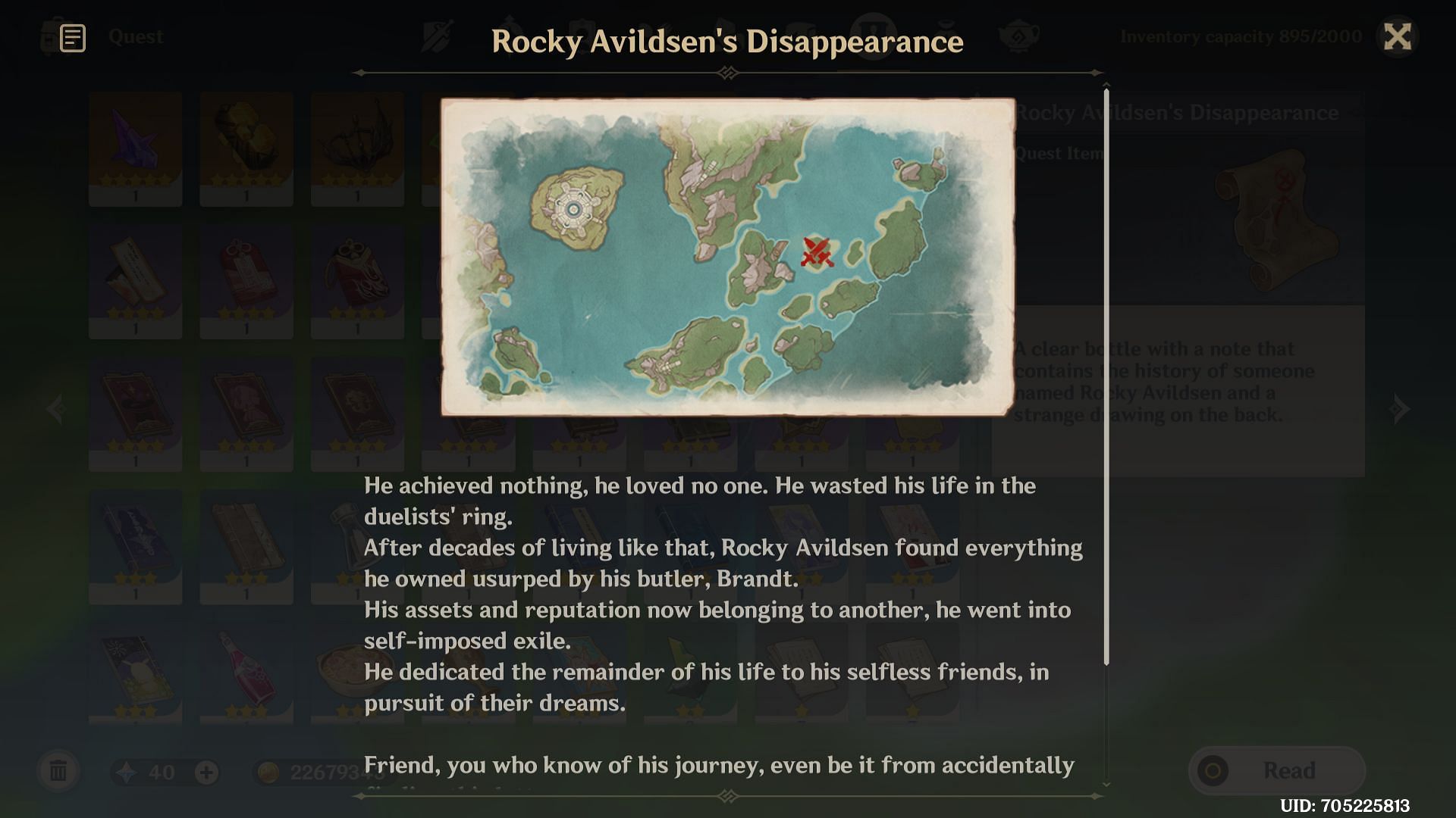 Rocky Avildsen&#039;s disappearance treasure map (Image via HoYoverse)