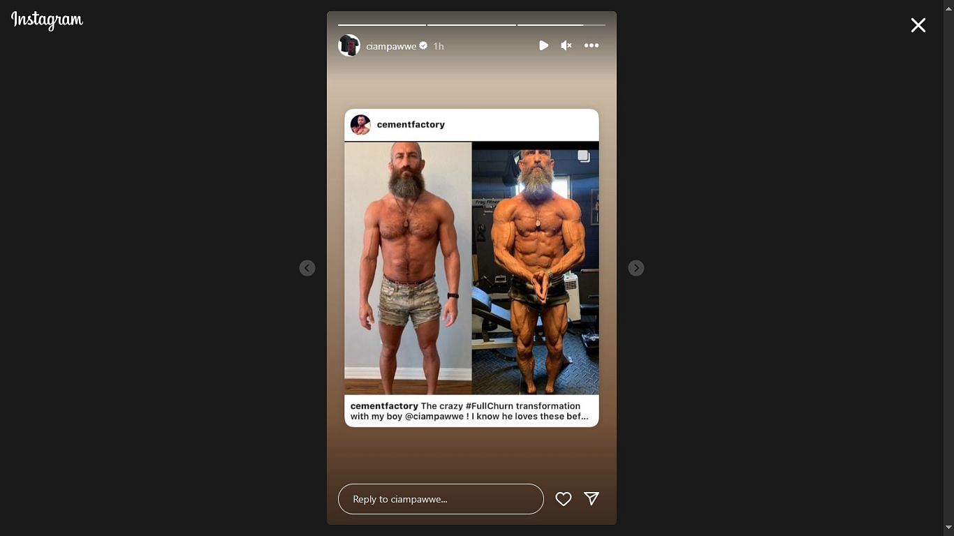 A screengrab of Tommaso Ciampa's Instagram story.