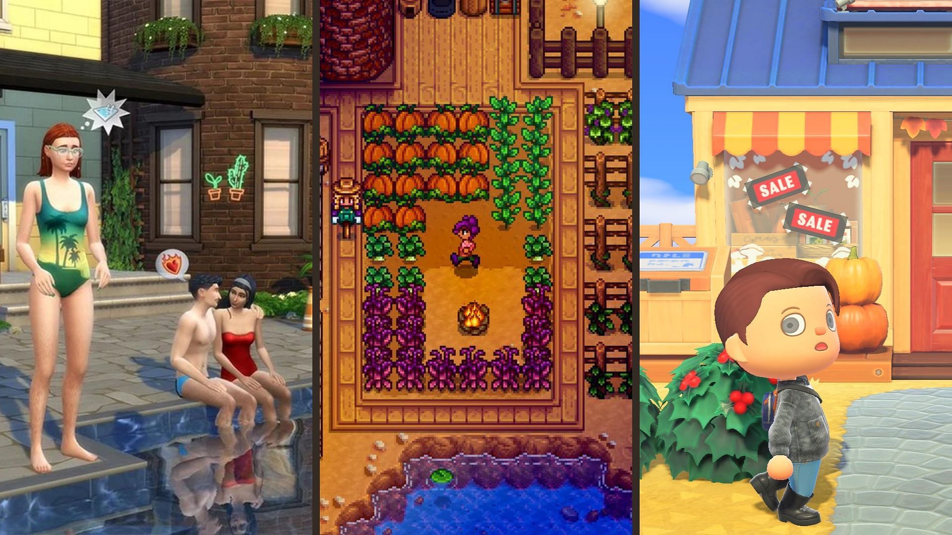 5 relaxing games (Image via EA, Eric Barone, and Nintendo)