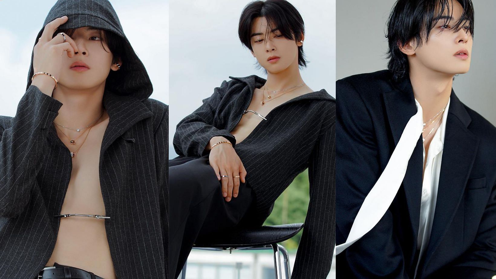 Cha Eunwoo in the latest behind-photos for W Korea X Chaumet. (Images via X/@kpopachillean)