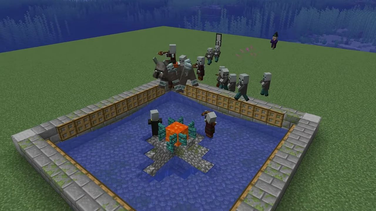 Raid farms can result in arguably one of the best Minecraft items currently in the game (Image via Wattles/YouTube)