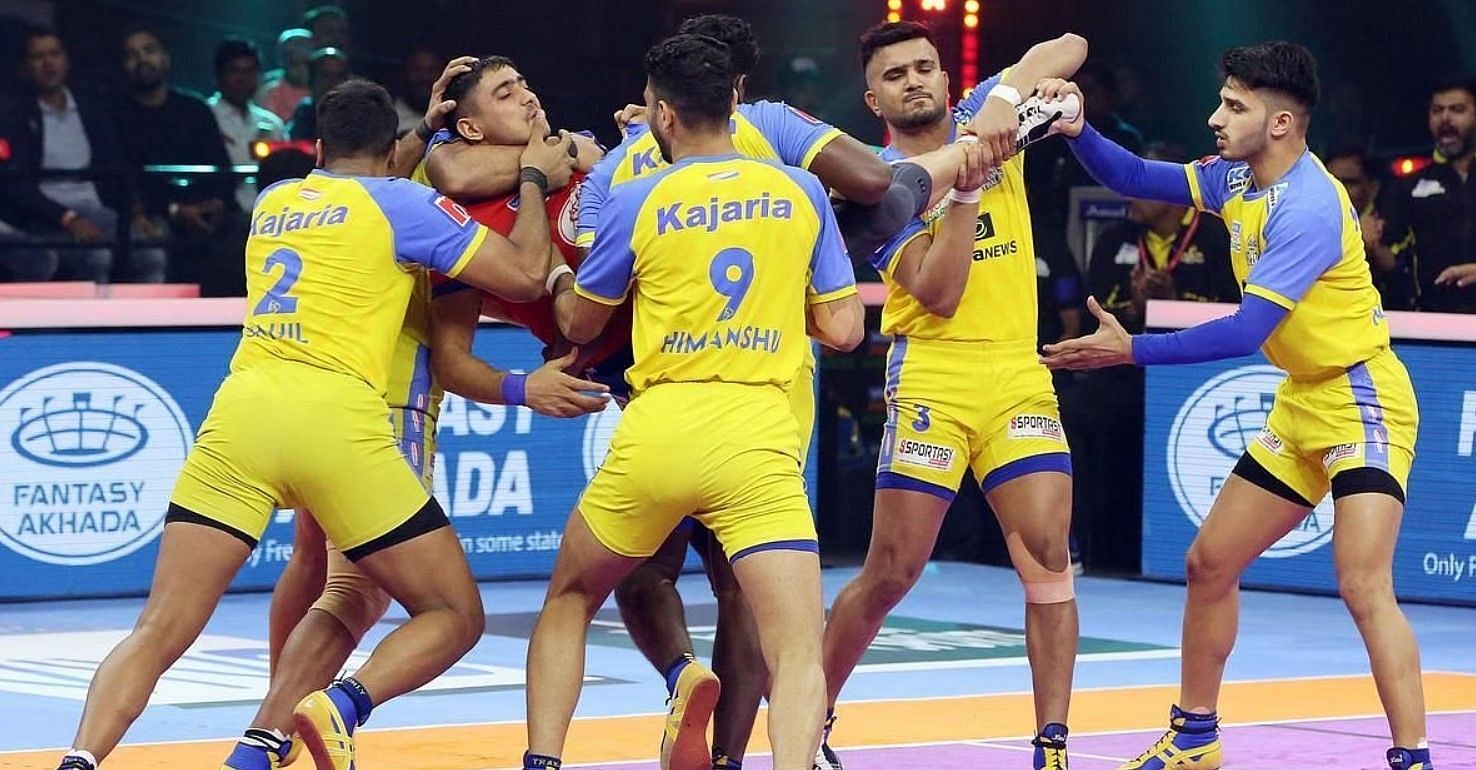 Tamil Thalaivas players in action. (Image: PKL)