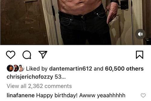 Jax commented on Chris Jericho's Instagram post.